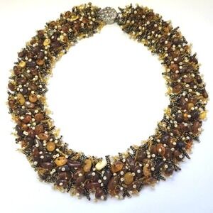Artisan Crafted Baltic Amber Cognac Butterscotch and Honey Statement Necklace